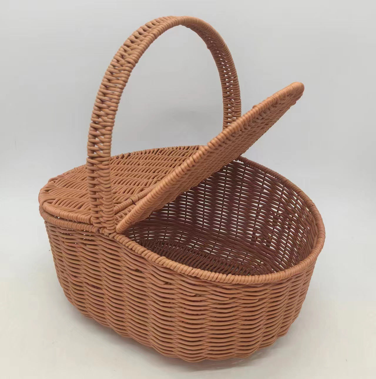 Imitation Rattan Fruit Basket Large Household Storage Basket Picnic Basket Handwoven Egg Basket Grocery Basket