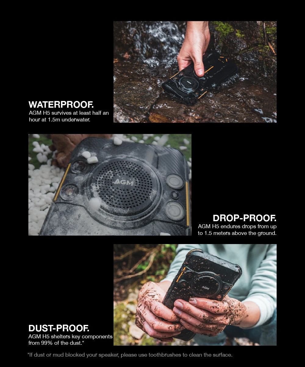 AGM H5 6+128G Rugged Smartphone Large Capacity 7000MAH IP68/IP69K Cell Phone 3.5W Loud Speaker Night Vision