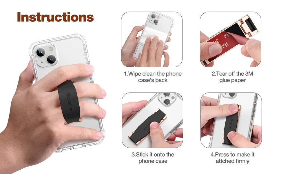 Portable Phone Strap Grip Holder Finger Cell Grip Telescopic Phone Finger Strap Stand Adhesive Loop Universal Finger Kickstand