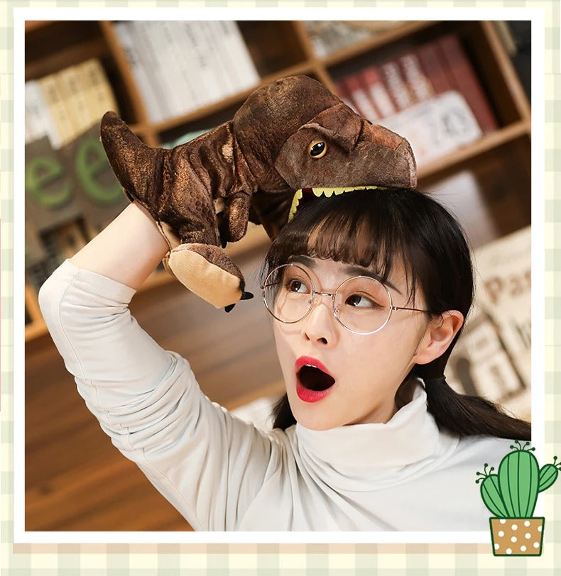 New Cute Glove Dinosaur Plush Hand Puppets Soft Stuffed Cartoon Telling Learning Funny Accompany Toy Baby Birthday Gift
