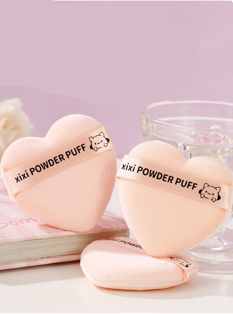 xixi Heart Peach Short Velvet Setting Powder Puff Flocked Soft Non-Powder-Absorbing Makeup Sponge Tool for Studio Use