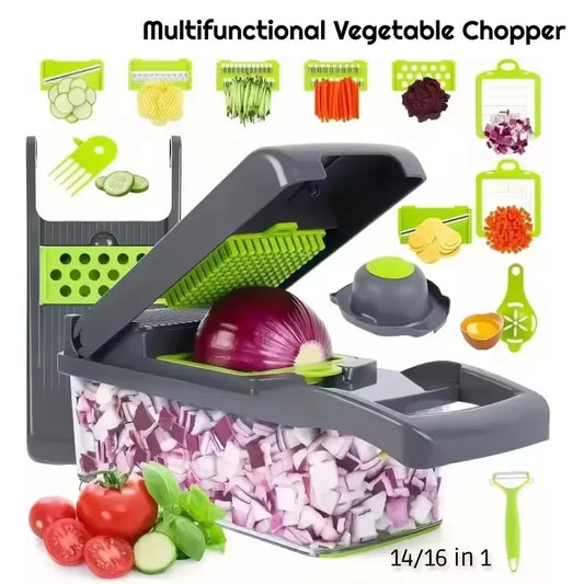Multifunctional vegetable chopper 14/16 in one chopper handle food grate chopper kitchen vegetable slicer dicing machine cutting