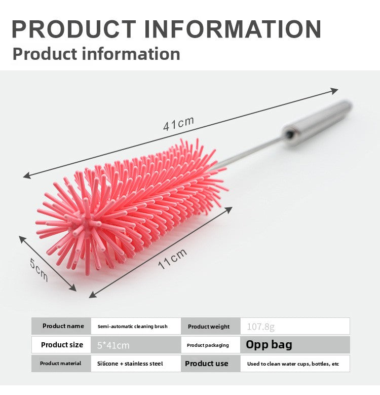 Rotating Silicone Cup Brush Milk Bottle Brush Multifunctional Semi-automatic Cleaning Brush Household Press-type Rotating Cleaning Artifact