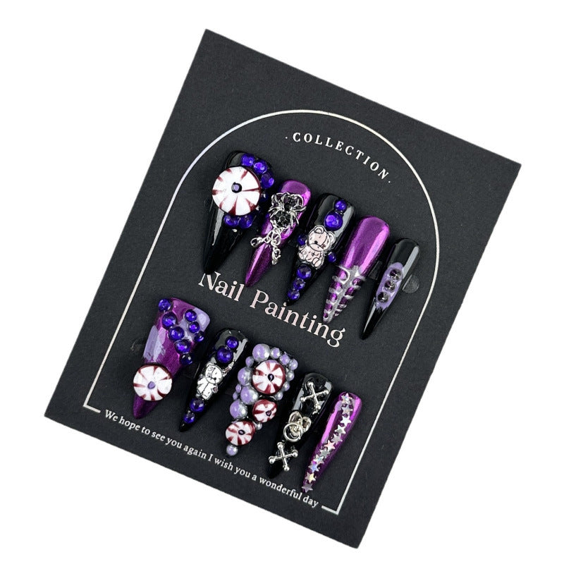 Halloween Style Exaggerated Cool Dark  Wearable Nail Tips High-End Handmade Nail Stickers