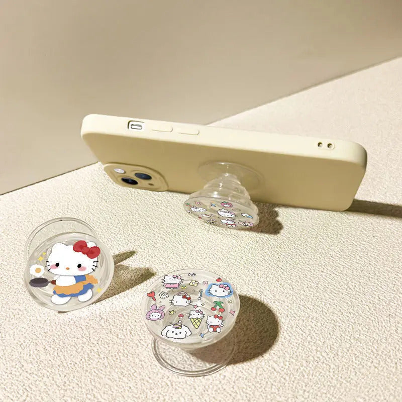 Sanrio HelloKitty Circular Airbag Bracket Ins Girl Heart 360 degree Rotating Adjustable Mobile Phone Holder Portable stand