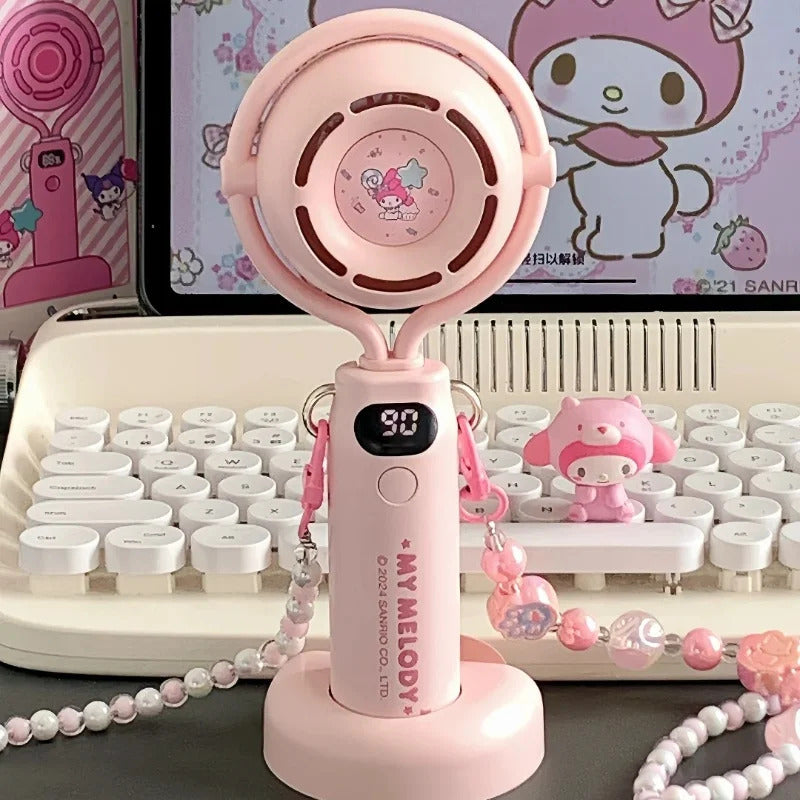 10000 Ma Sanrio Usb Folding Handheld Mini Fan Kuromi Pachacco Portable Hanging Neck Fan Bladeless Ultra-quiet Strong Breeze Fans