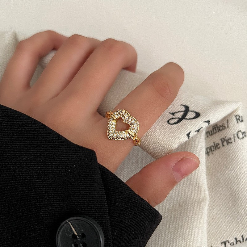 Sand Gold Opening Adjustable Frosted Ring Women's Fashion Sweet Light Luxury Niche Exquisite Ring Ancient Design