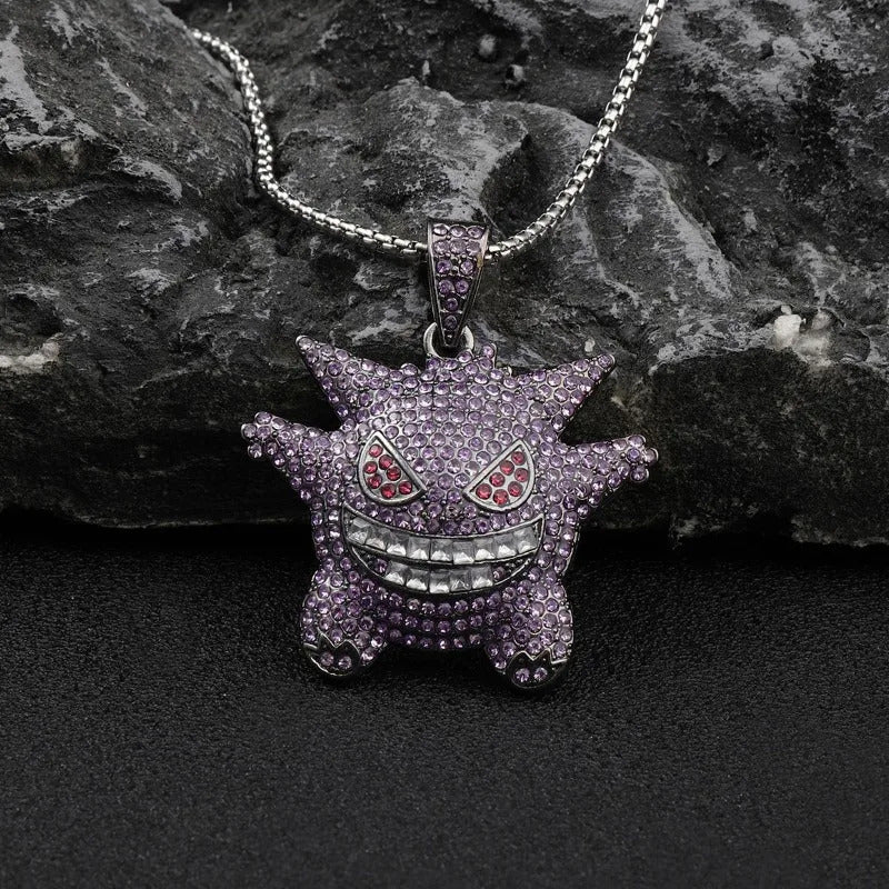 Pokemon Gengar Diamond Necklace Anime Shaped Necklace Children's Birthday Gift Simple Fashion Neck Pendant Decoration Gifts
