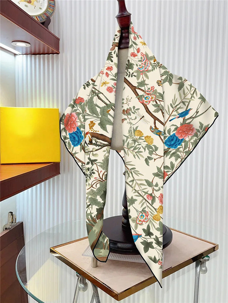 New Year Gift 90cm Large Square Scarf Scarf Women'S Scarves Spring And Autumn Style Fashion Shawl European American Twill Print