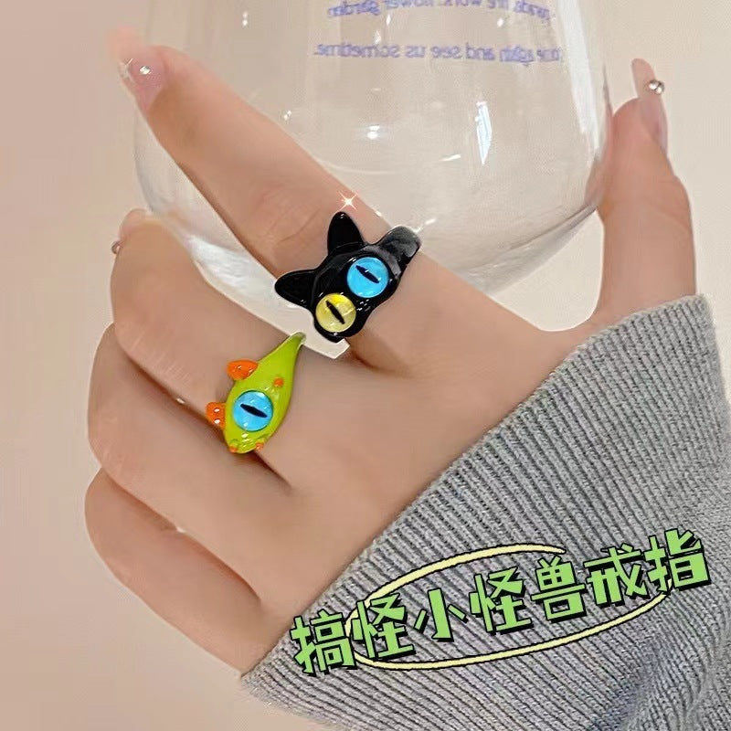 Funny Little Monster Ring Childlike Cute One-Eyed Ins Student Children Girlfriends Couple Gifting New