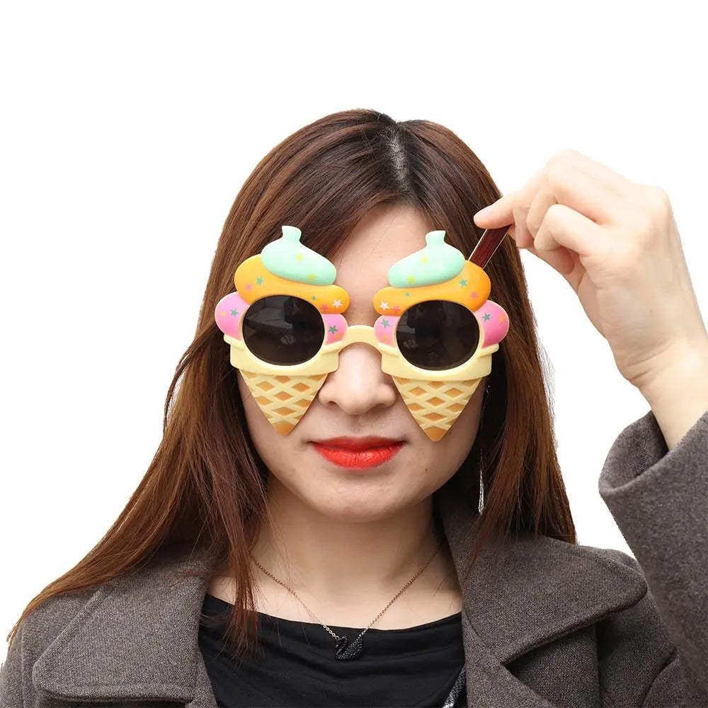 Funny Sunglasses Big Frame Ice Cream Pineapple Sun Glasses Women Holiday Celebration Party Decorative Eyeglasses Selfie Props