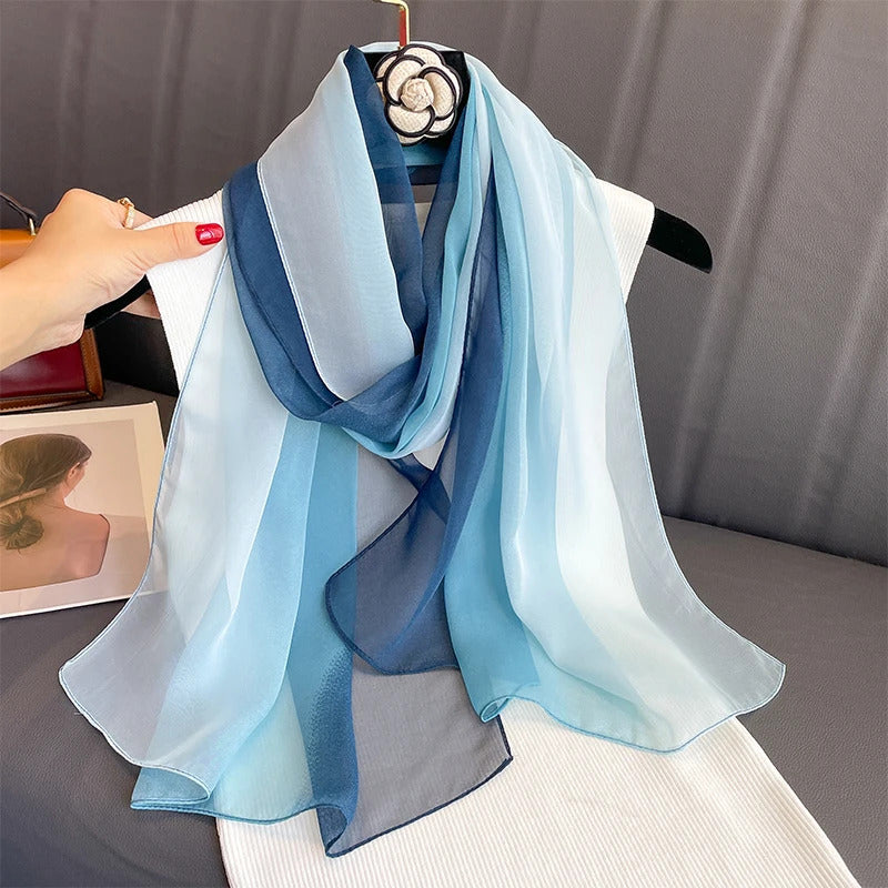 2023 New Fashion Summer Women Soild Color Beach Scarf Silk Shawls Headband Female Headband Wraps Sunscreen Hijab Wholesale
