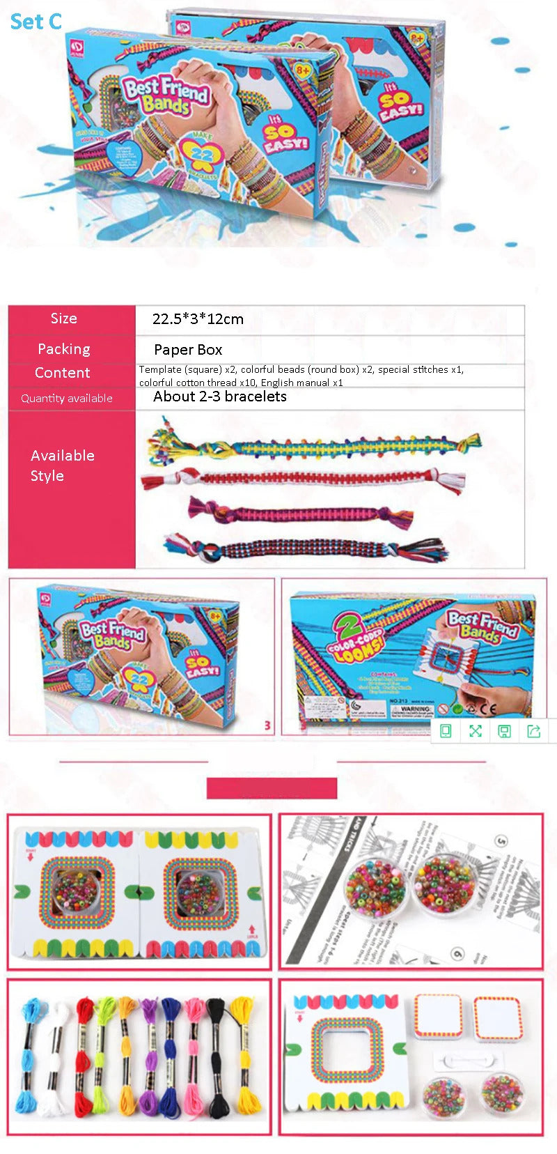 Girls DIY Bracelet Making Kit Jewellery Making Kit Arts for Kids Friendship  Craft Kit for 5-12 Years Old Kid Girls toys gift