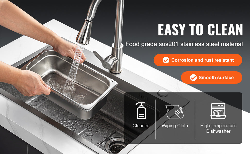 VEVOR 6 Pack Buffet Chafing Dishes 3.8L Gastronorm Pans Steam Table Pans Tray Stainless Steel Food Container for Party BBQ