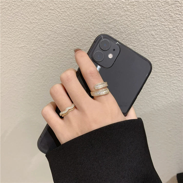 Sand Gold Opening Adjustable Frosted Ring Women's Fashion Sweet Light Luxury Niche Exquisite Ring Ancient Design