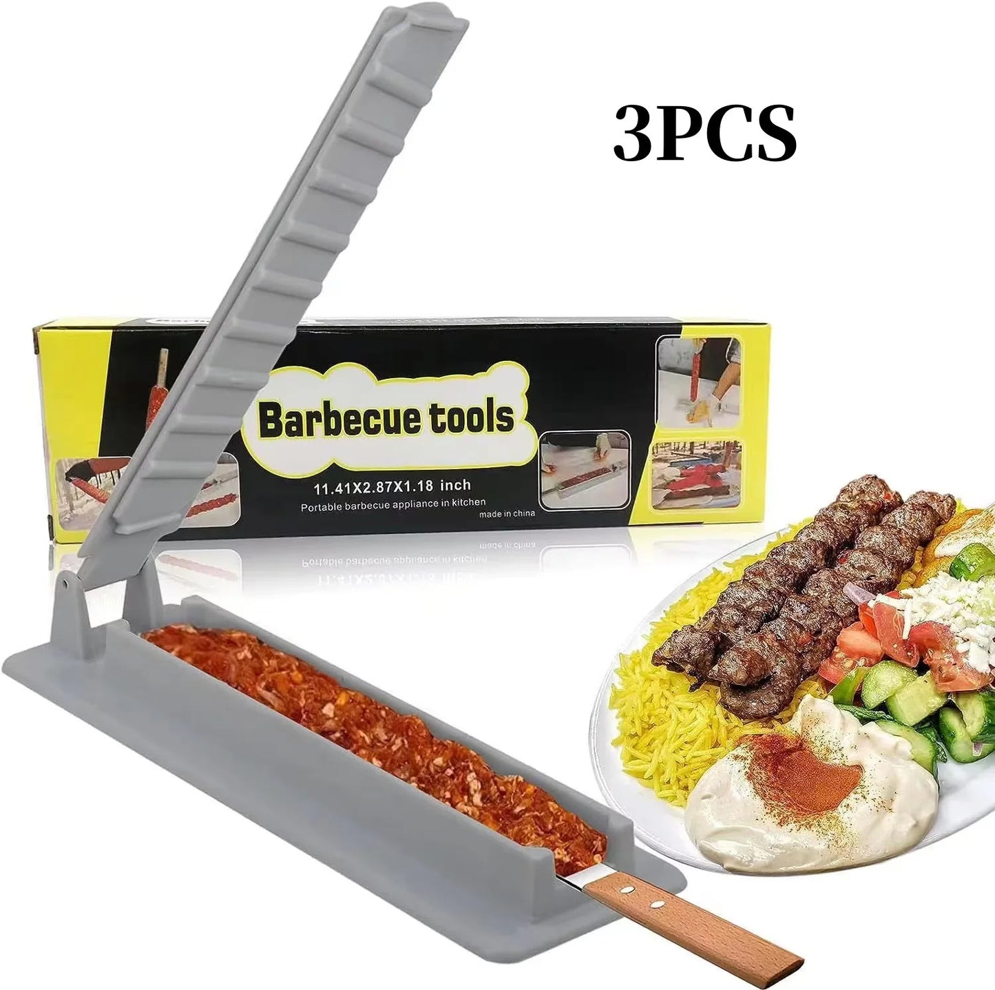 Kebab Maker Mould Plastic Kabob Maker Press Barbecue Meat Skewer Manual Kebab Making Tool BBQ Gadget Plastic Kebab Press Mould
