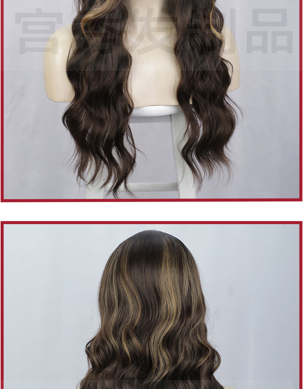 Lace Front Wig for Women, Middle Part, Small Lace, Highlighted Long Curly Synthetic Wig, Export Wigs
