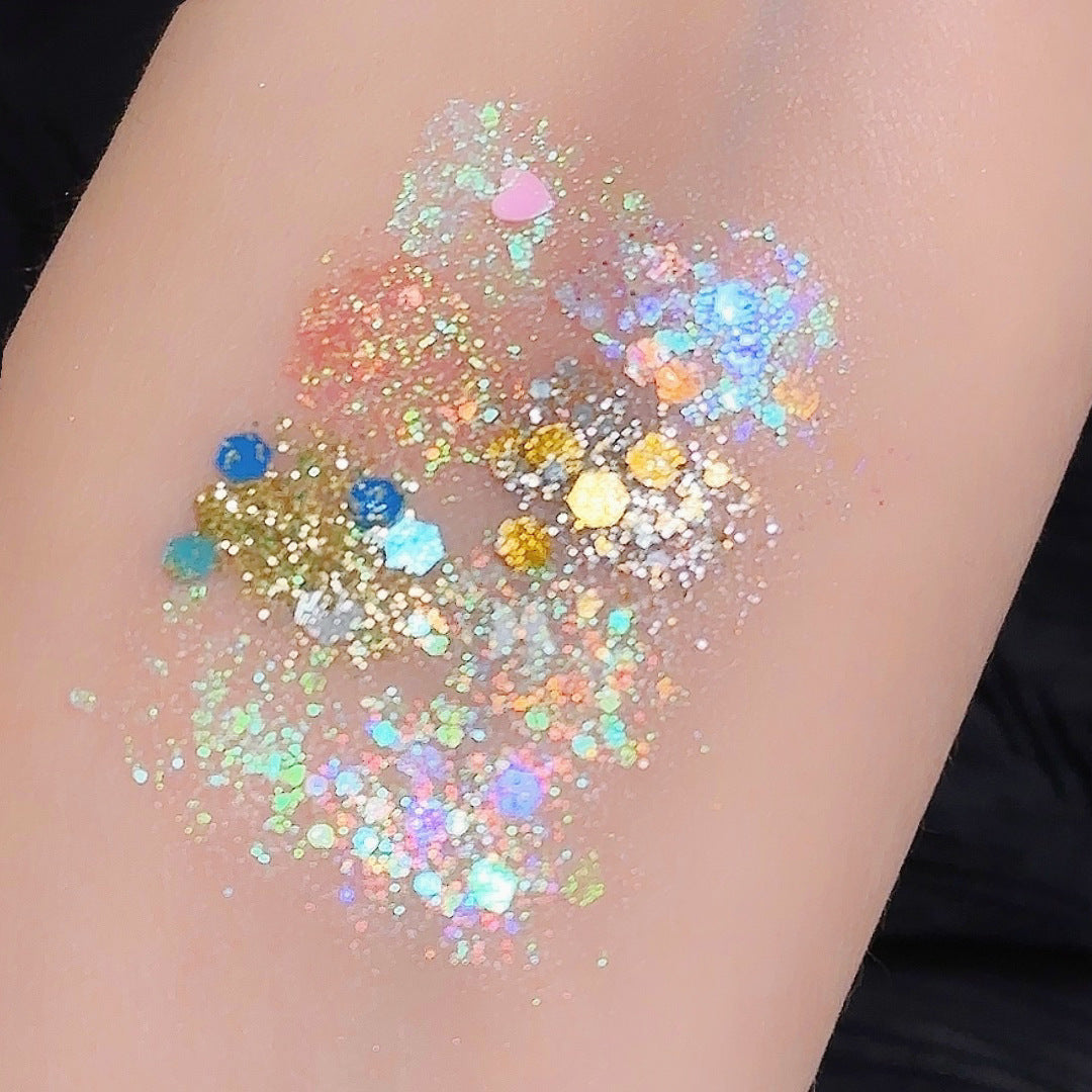 MUGE LEEN Sixteen Colors Mermaid Glitter Eyeshadow Palette Shimmering Sparkling Makeup Performance Mermaid Glitter