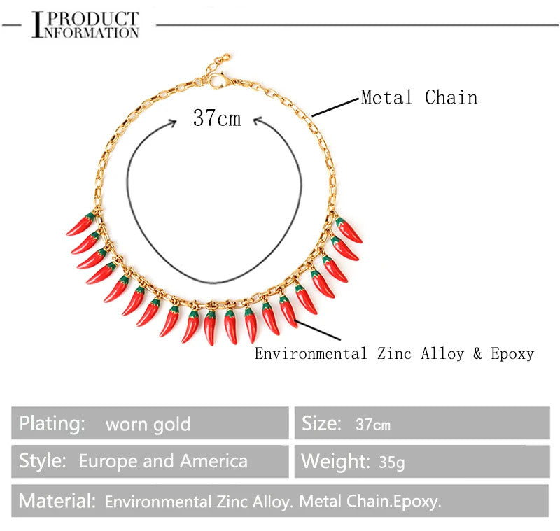 red Pepper Necklaces for Women Multilayer Collar Chain Verse Christian Jewelry 18K Gold Choker Plated/Stainless