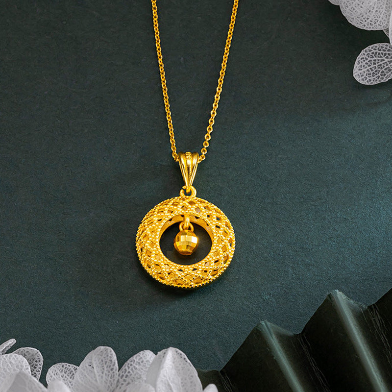Vietnam Sand Gold Dream Catcher Filigree Peace Buckle Necklace Pendant Fortune Bead Necklace Light Luxury Niche Jewelry