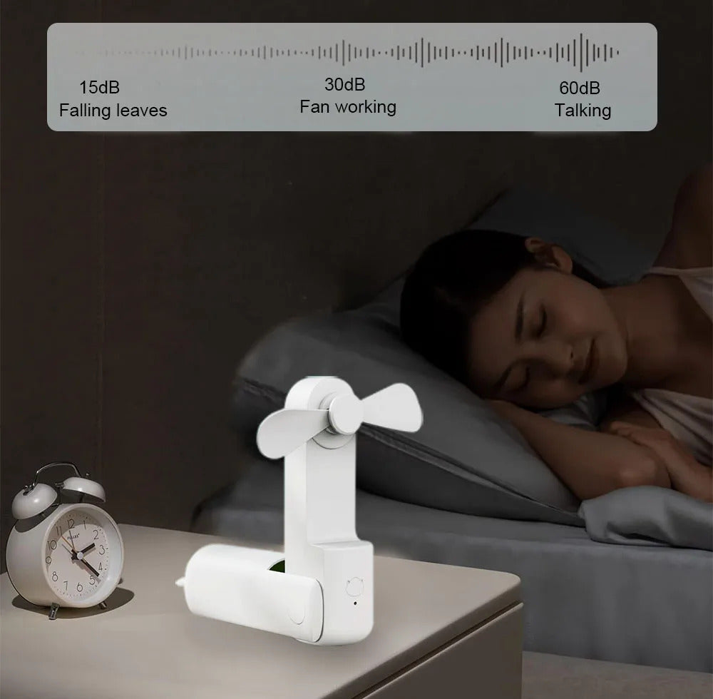 Portable Mini Fan 2000mAh USB Rechargeable 3 Speed Handheld Foldable Fan Hand Held Small Pocket Travel Fan with Handy Power Bank