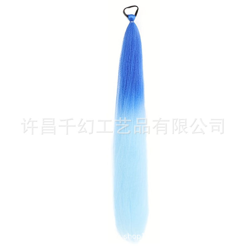 Children Girl Rubber Band Ponytail Wig Boxing Braid Color Elastic String Braid Ponytail Wig Connecting Braid