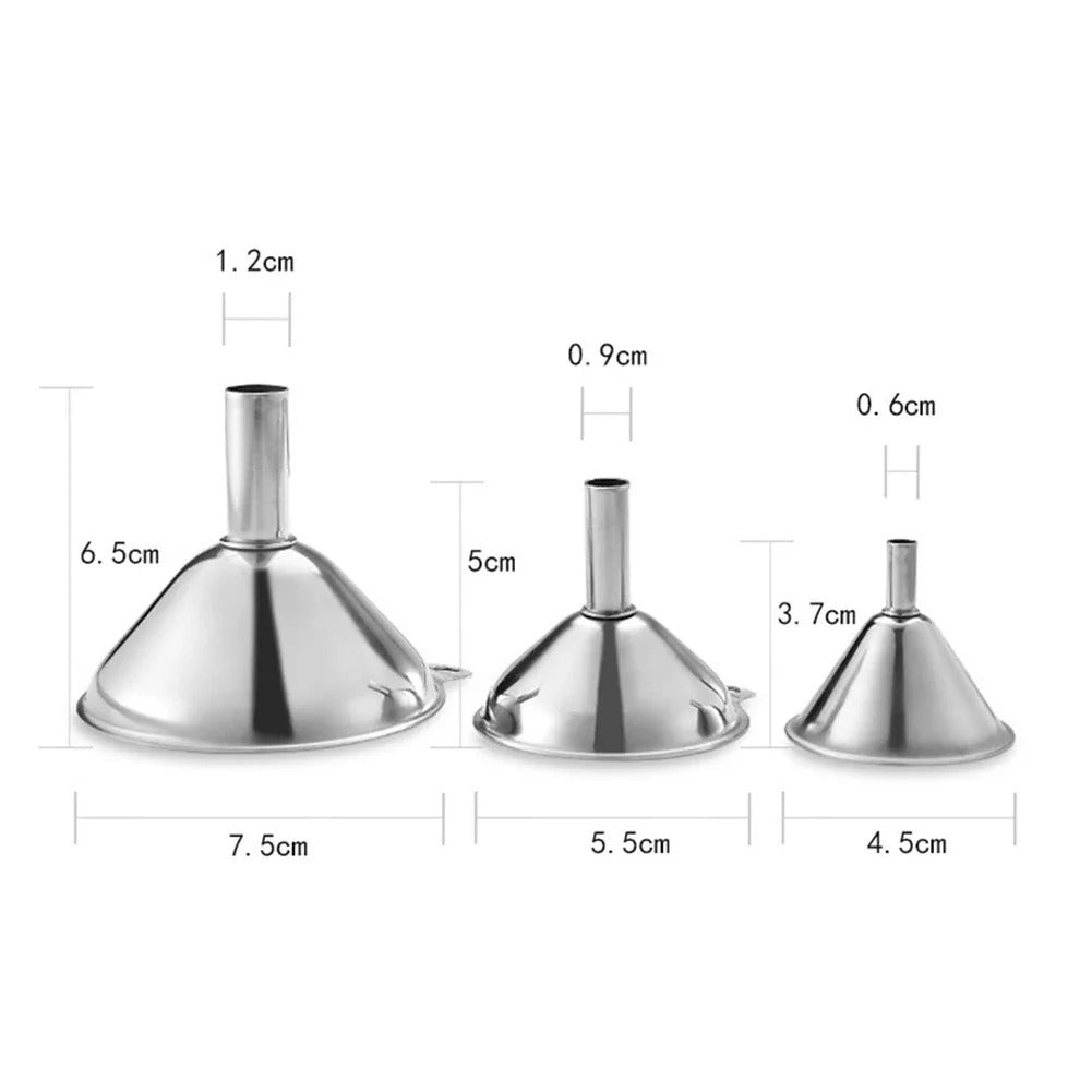 3 Piece Stainless Steel Funnels Set Multipurpose Kitchen Funnel Set for Transferring Liquid Dry Ingredients Powder