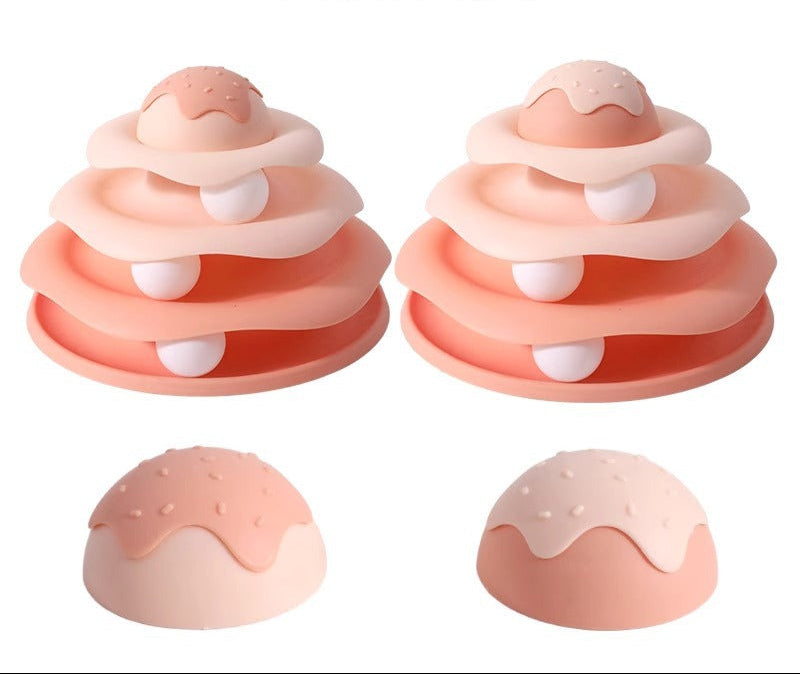 Cat Toy Teaser Wand Cat Turntable Self-Entertainment Ball Kitten Three-Layer Track Disc Kitten Pet Intelligence Artifact