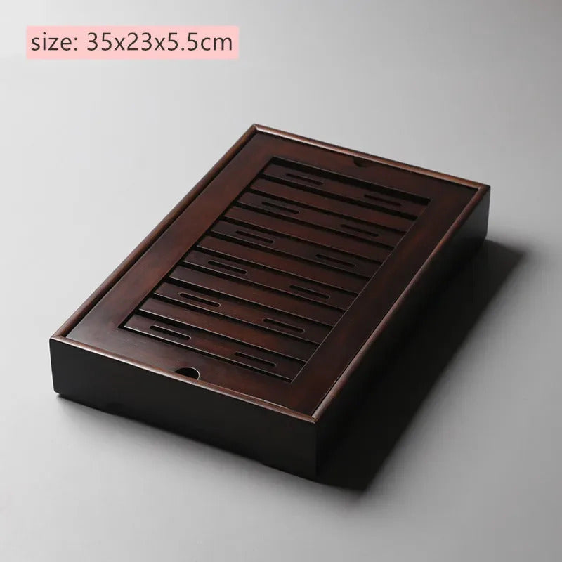 Large Capacity Water Storage Bamboo Tray Delicate Round Tea Board Chinese Tea Set Trays Decorative Traditional Tea Accessories