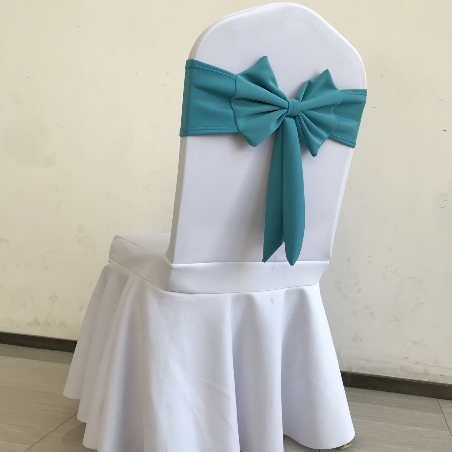 V45O Banquet Elastic Chair Cover No Tie Bowknot Chair Back Flower Decoration Wedding Hotel VIP Stool Strap