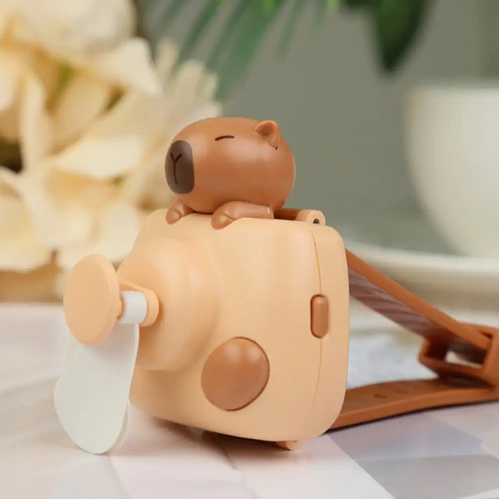 Mini Electric Fans Rechargeable Capybara Shaped Wrist Fan Kawaii Carpincho Foldable Design for Daily Use Outdoor Essentials