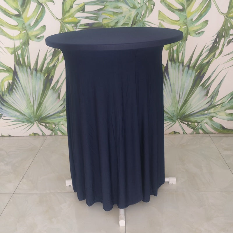 Elastic Tablecloth Cocktail Skirt Table Cover Banquet High Bar Round Elastic Cover