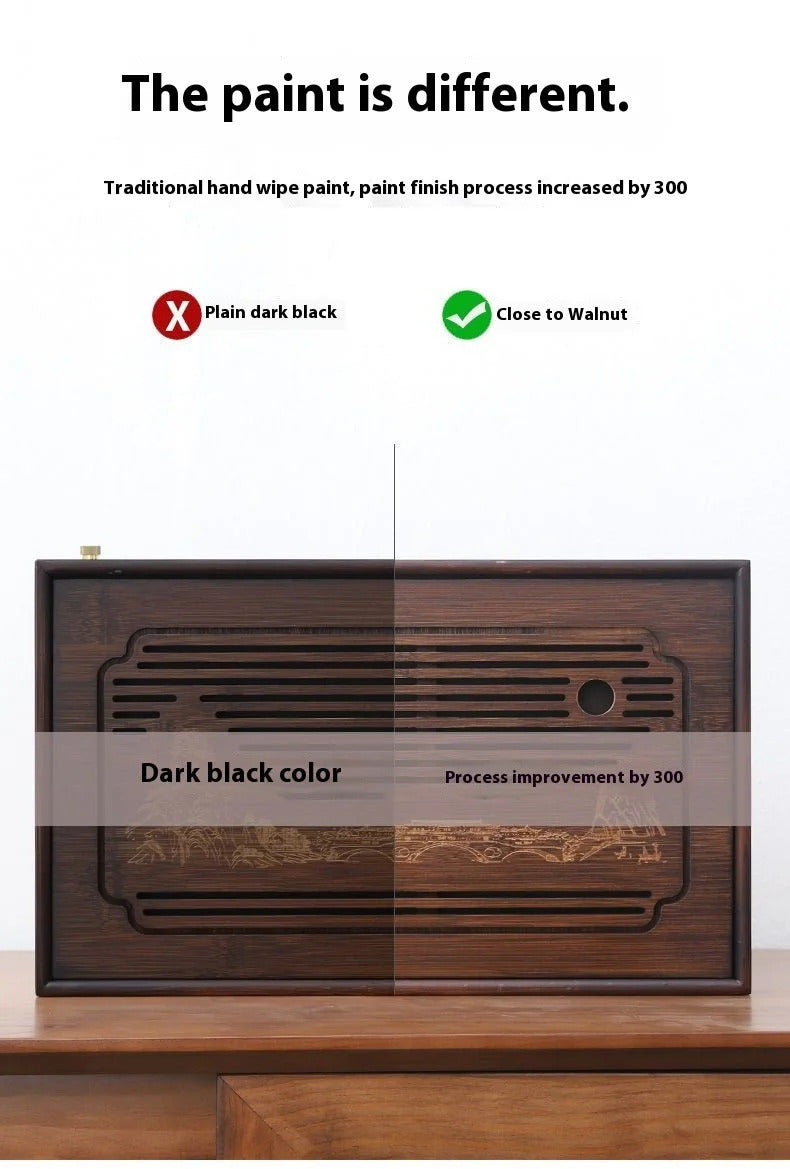 GIANXI Jiangshan Tea Tray Household Small Drain Tea Table Bamboo Tea Tray Kung Fu Tea Set Accessories Tea Sea Dry Brewing Table