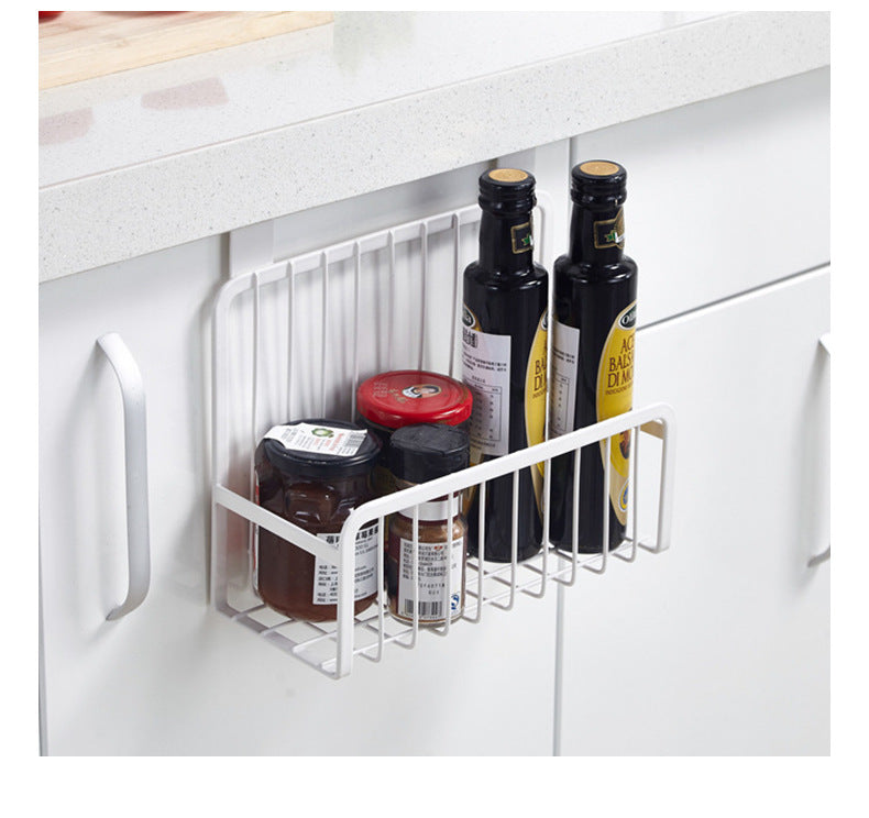 Home Storage Door Rear Hanging Basket Kitchen Condiment Storage Rack Cleaning Cloth Storage Basket Cloth Rack Iron