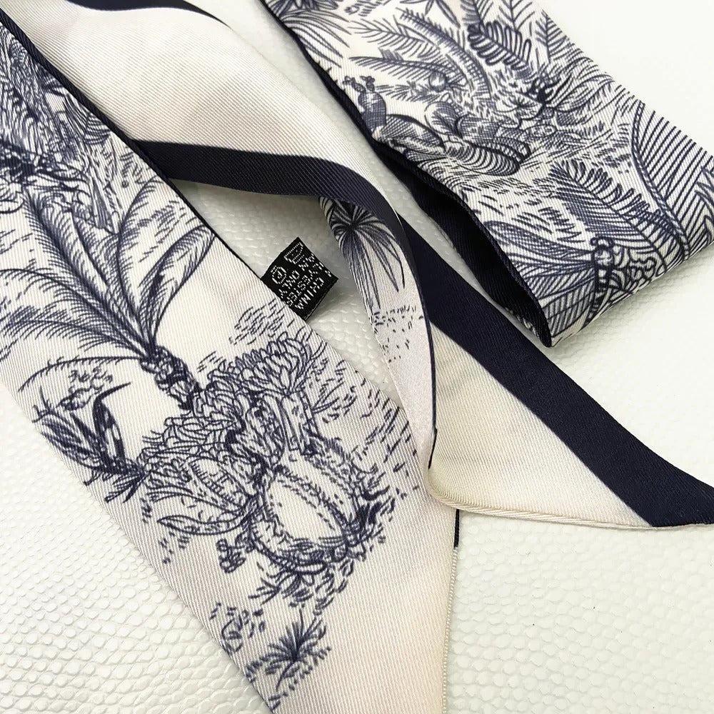 NEW Spring Luxry Design Women Silk Ribbon Scarf Handbag Handle Wrap Bag Ribbon Scarf Women Girls Head Hair Wrist Ribbon  Bag