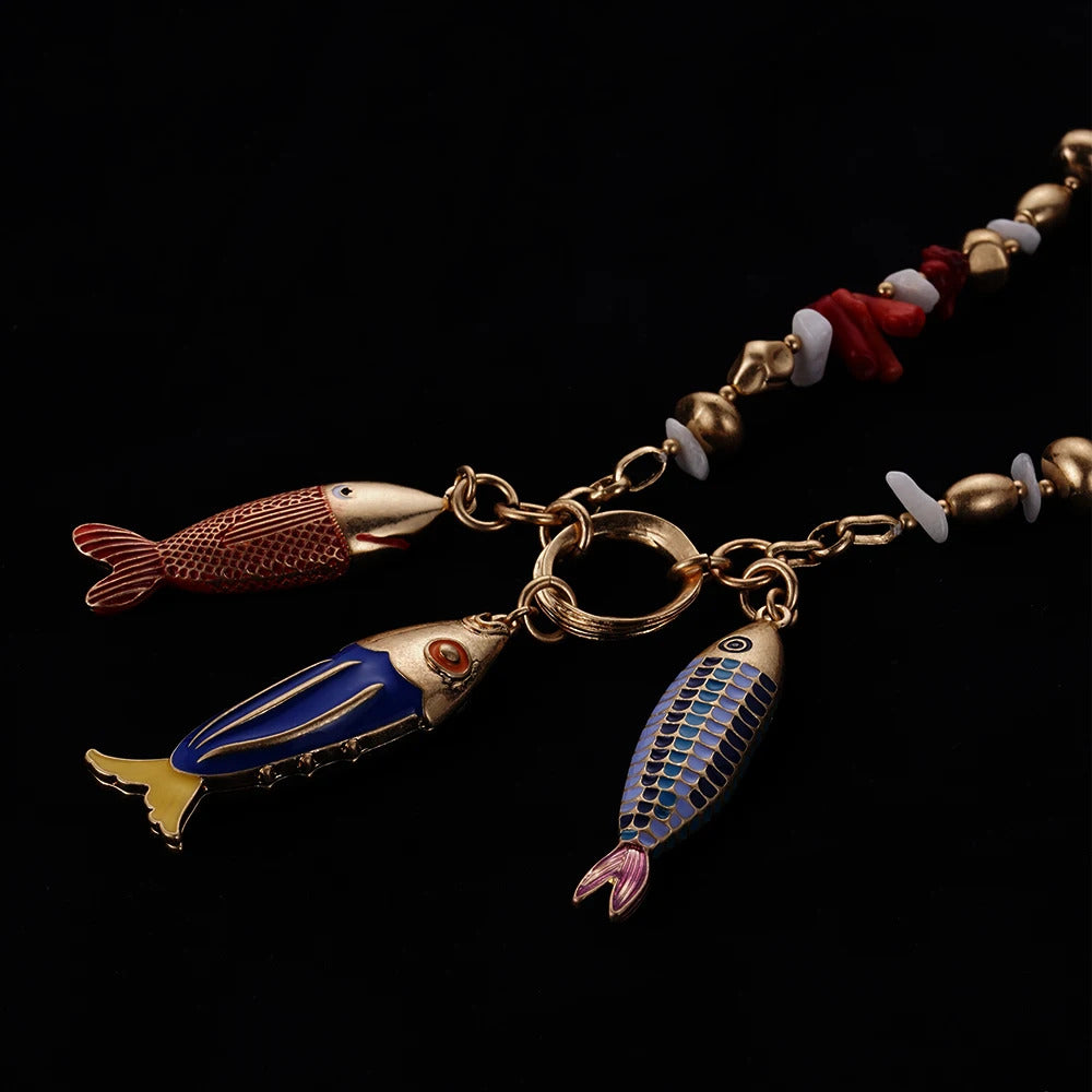 Cute Sea whale Necklace Pendant Chain Fish Fashion Jewelry Chic Mermaid Tassel Conch Dangle Choker Ocean Beauty Accessory