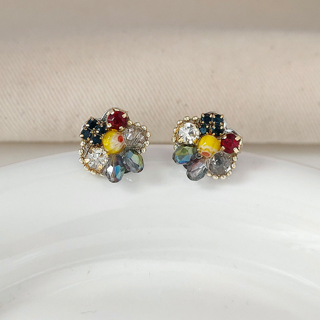 Personality niche! 925 silver plated 14K earrings hand-made design glass crystal earrings factory earrings wholesale