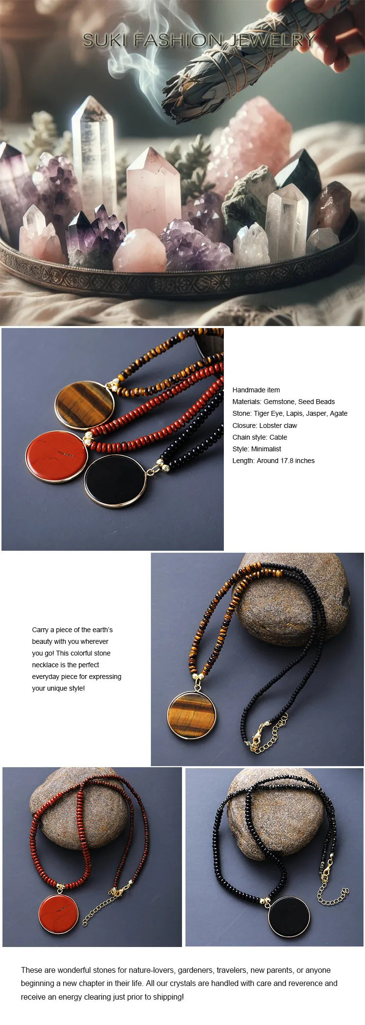 New Simple Women Lapis Luzuli Pendant Necklaces Teengirl Chokers Chain Necklace Designer Seed Beads Jewelry Femme Bijoux