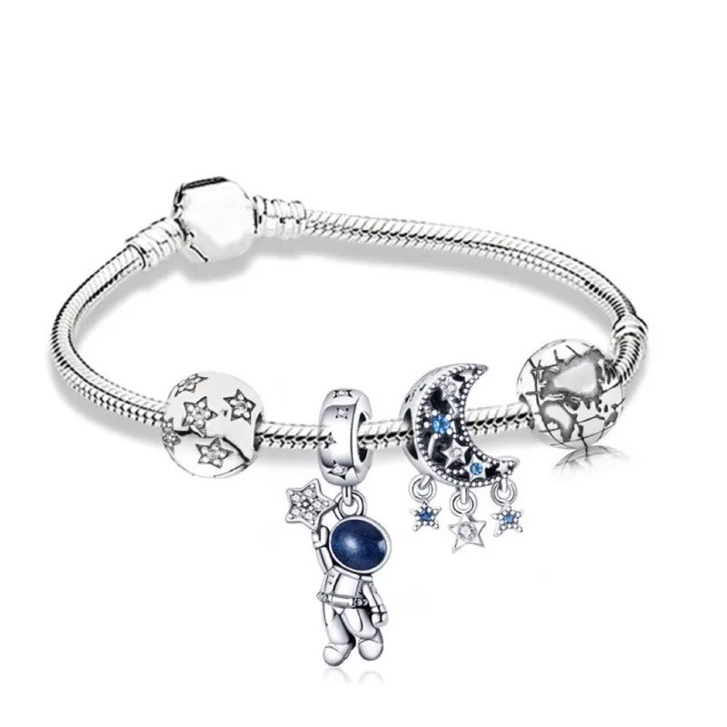 Luxurious 100%925 sterling silver original cute animal charm bead DIY set bracelet, high-end birthday gift jewelry for women