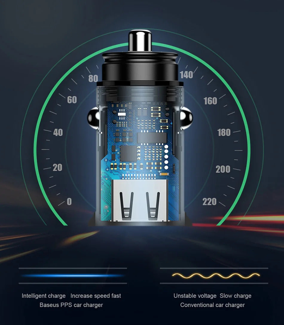 Baseus 5pcs USB Car Charger Quick Charge QC4.0 QC3.0 PD3.0 SCP PPS 5A Type C 30W Fast USB Charger For iPhone Xiaomi Mobile Phone