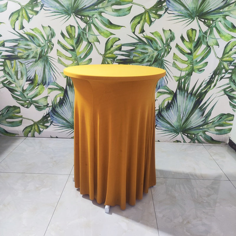 Elastic Tablecloth Cocktail Skirt Table Cover Banquet High Bar Round Elastic Cover