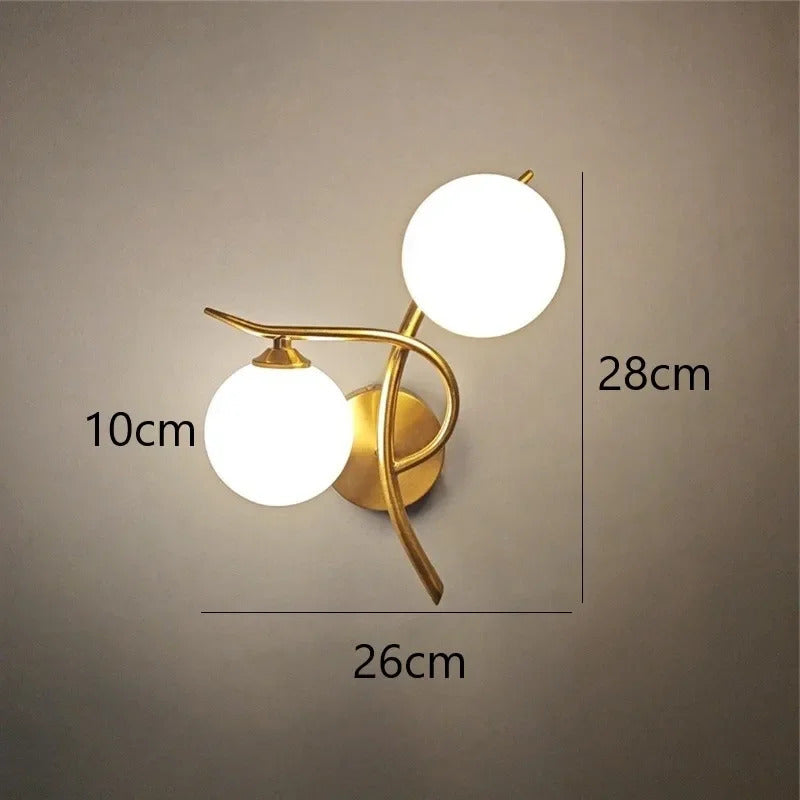 Nordic Modern Iron Wall Lamps LED Bedroom Bed Lamp Learning Corridor Room Indoor Wall Lights Glass Ball Decor Light Fixtures G9