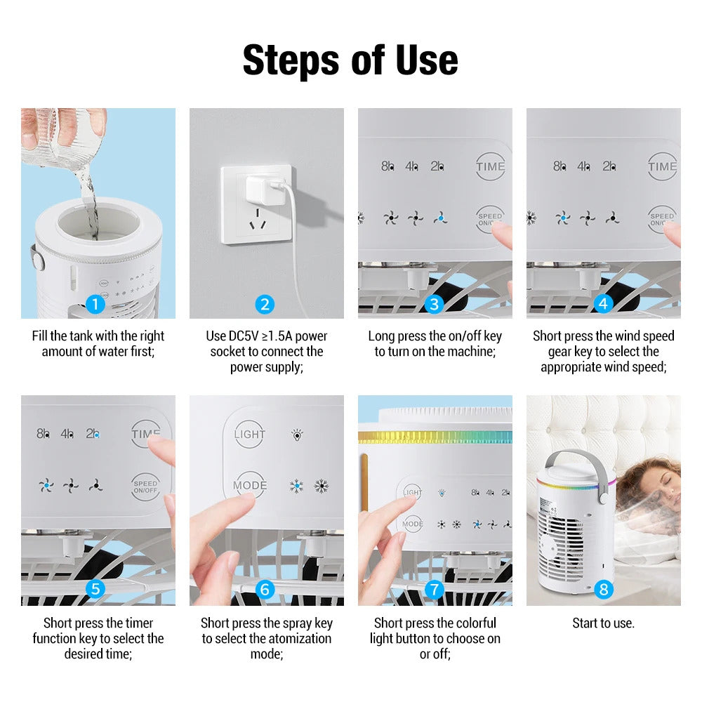 Portable Cold Air Conditioner Evaporative Air Cooler Mini Usb Table Fan Desktop Air Conditioning Fan Humidifier for Home Room