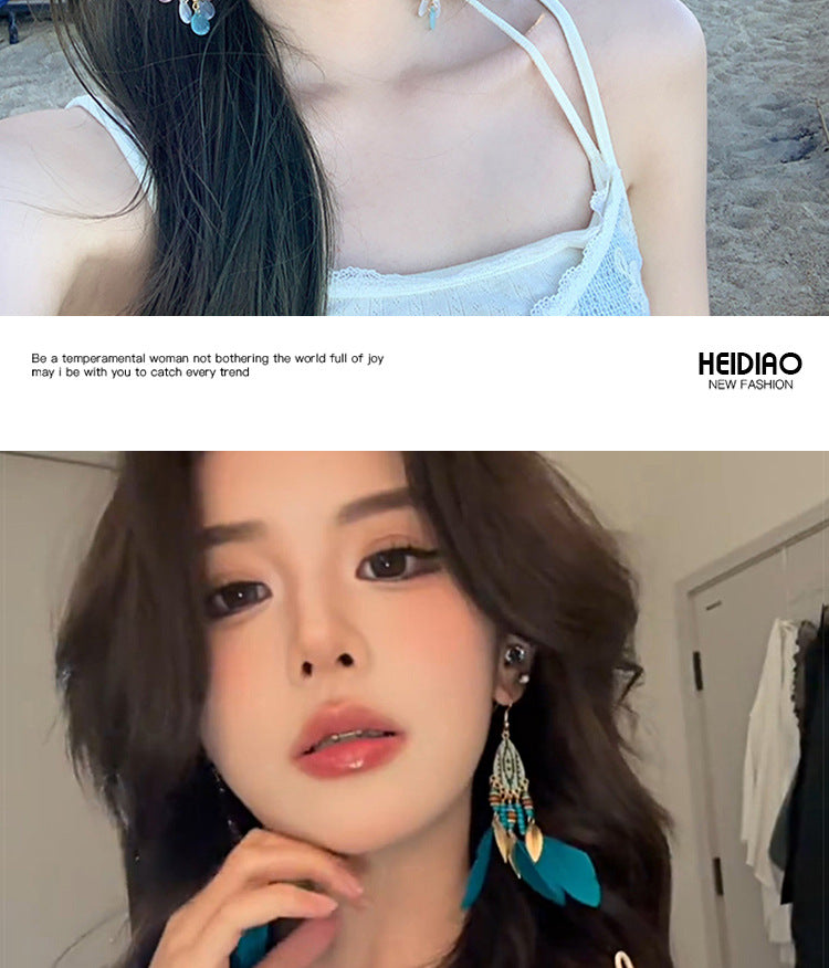 Bohemian Style Earrings Chinese Retro Style Niche Light Luxury Ear Drops Ear Hooks Vacation Style Earrings for Women