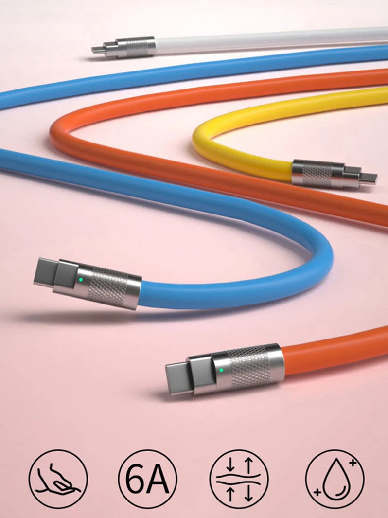 120w 6a Super Fast Charge PD Type C Liquid Silicone Cable Quick Charge 1M 2M Usb Cable Usb C to C Charger Cable