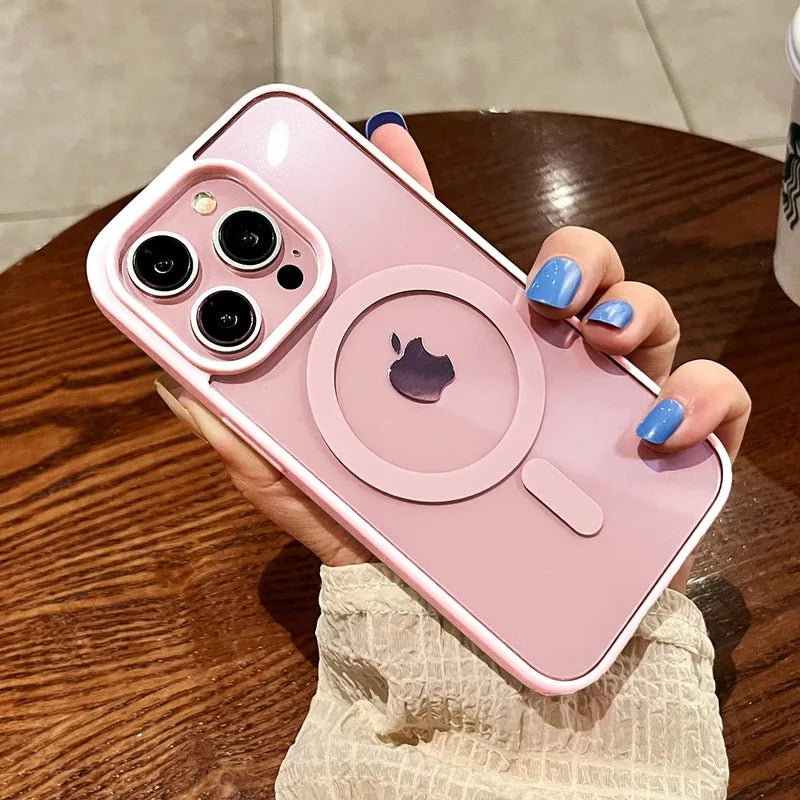 Acrylic Luxury Phone Case For iPhone 16 15 14 13 12 11 Pro Max Plus For Magsafe Transparent Magnetic Hard Cover funda