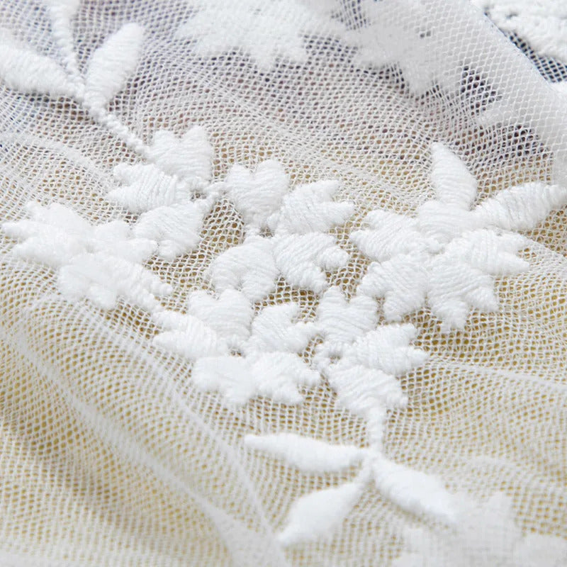 Korean Lace Embroidered Long Silk Scarf Sunscreen Neck Protection Pastoral Lady Beautiful Triangular Embroidered Spring Summer