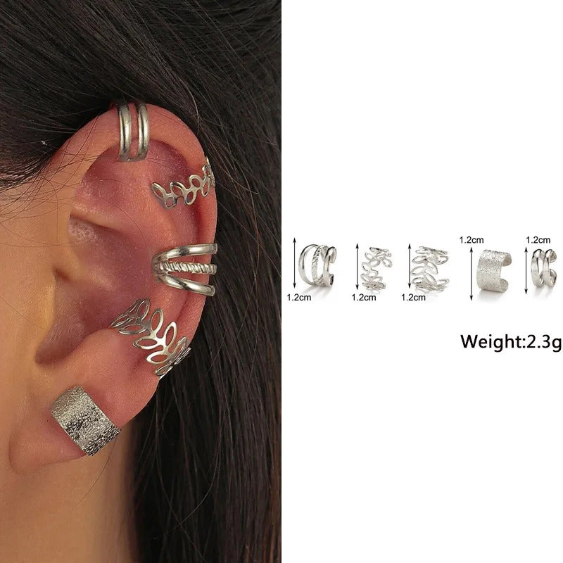 New Gold Color Metal Ear Cuff Non-Piercing Ear Clips Fake Cartilage Earrings Clip Earrings For Women Men Wholesale Ear Jewelry