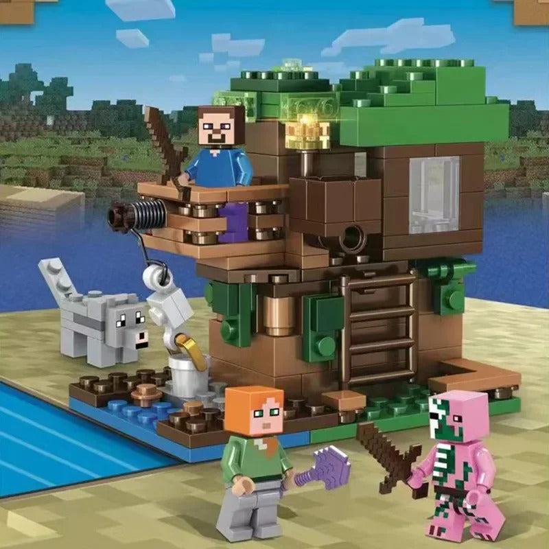 Cartoon Tree House Farm Village Building Block Educational Toy For Kids Gift