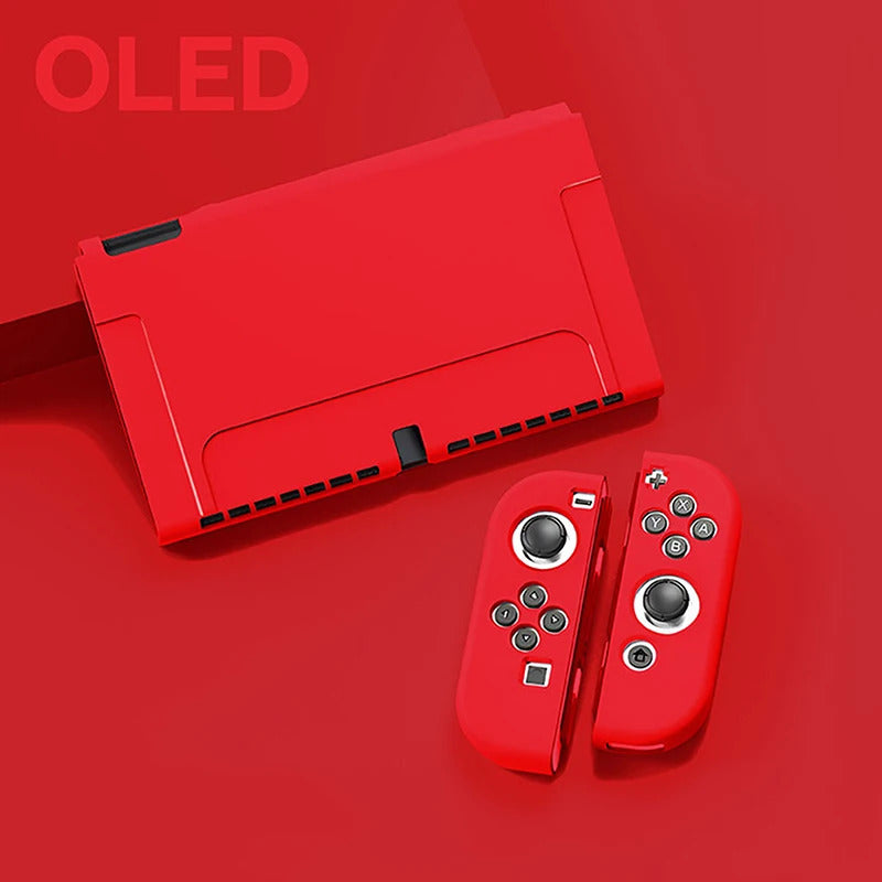Protective Case Compatible With  Switch OLED Console And Joy-Cons, Switch Can Be Inserted In Dock With Shell